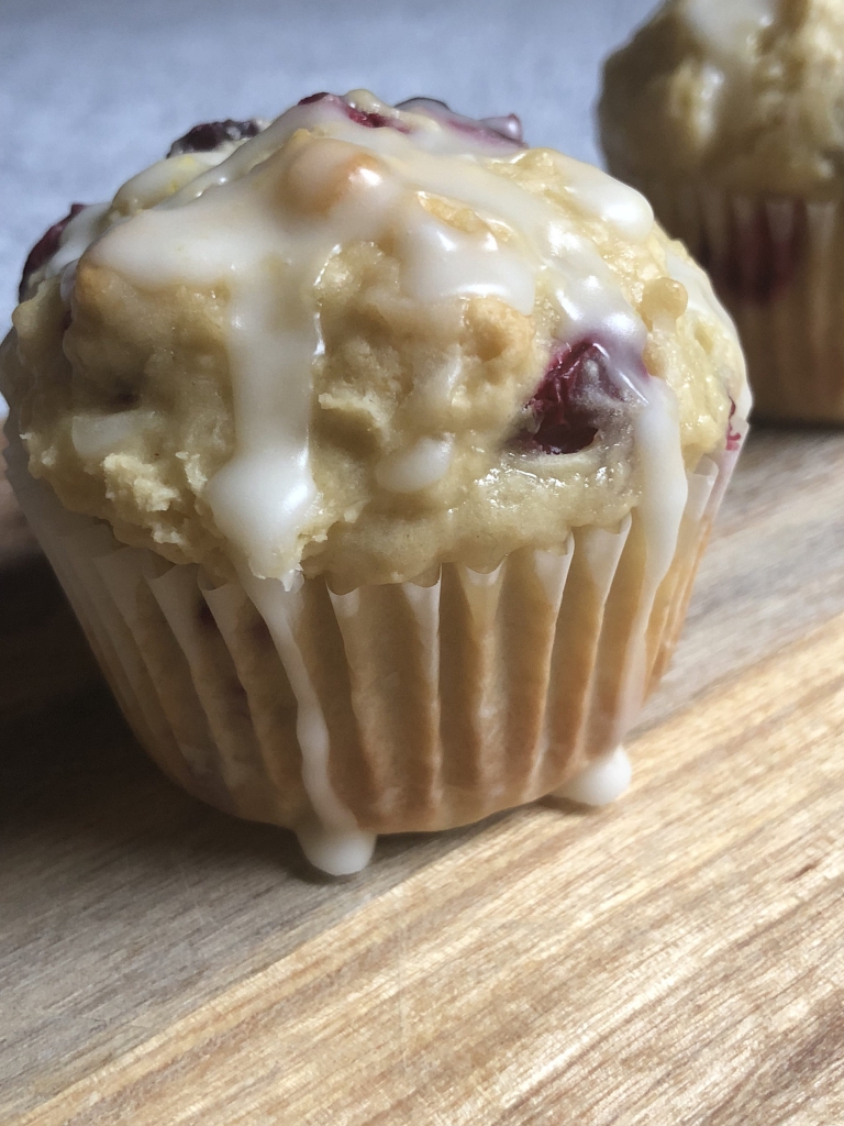 Cranberry Orange Lemon Glazed Muffins Recipe | ashleyperkins.com